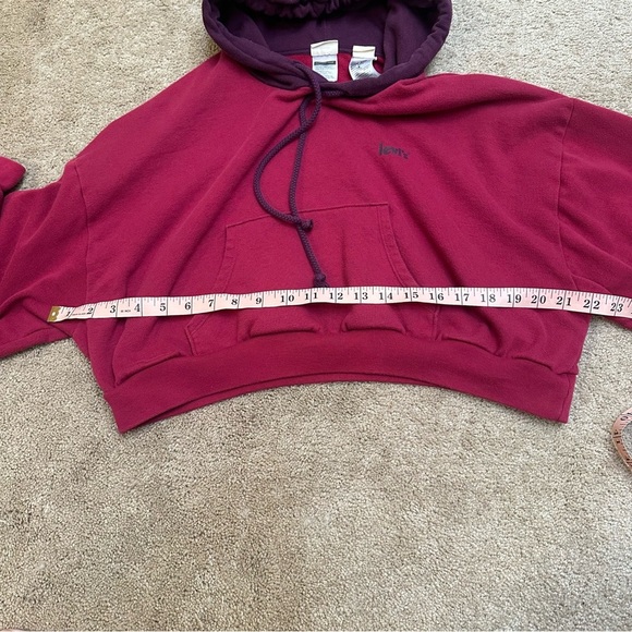 Levi’s 90s Retro Colorblock Berry Pink And Purple Crop Hoodie Size Large lounge - Picture 2 of 7